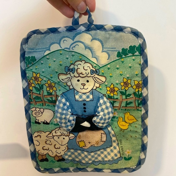 2/$15 Vintage 1993 90s 3D Farm Sheep Pot Holder - Picture 1 of 7